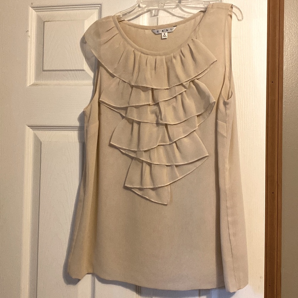 CAbi Ruffle Front Sleeveless Blouse, Size S